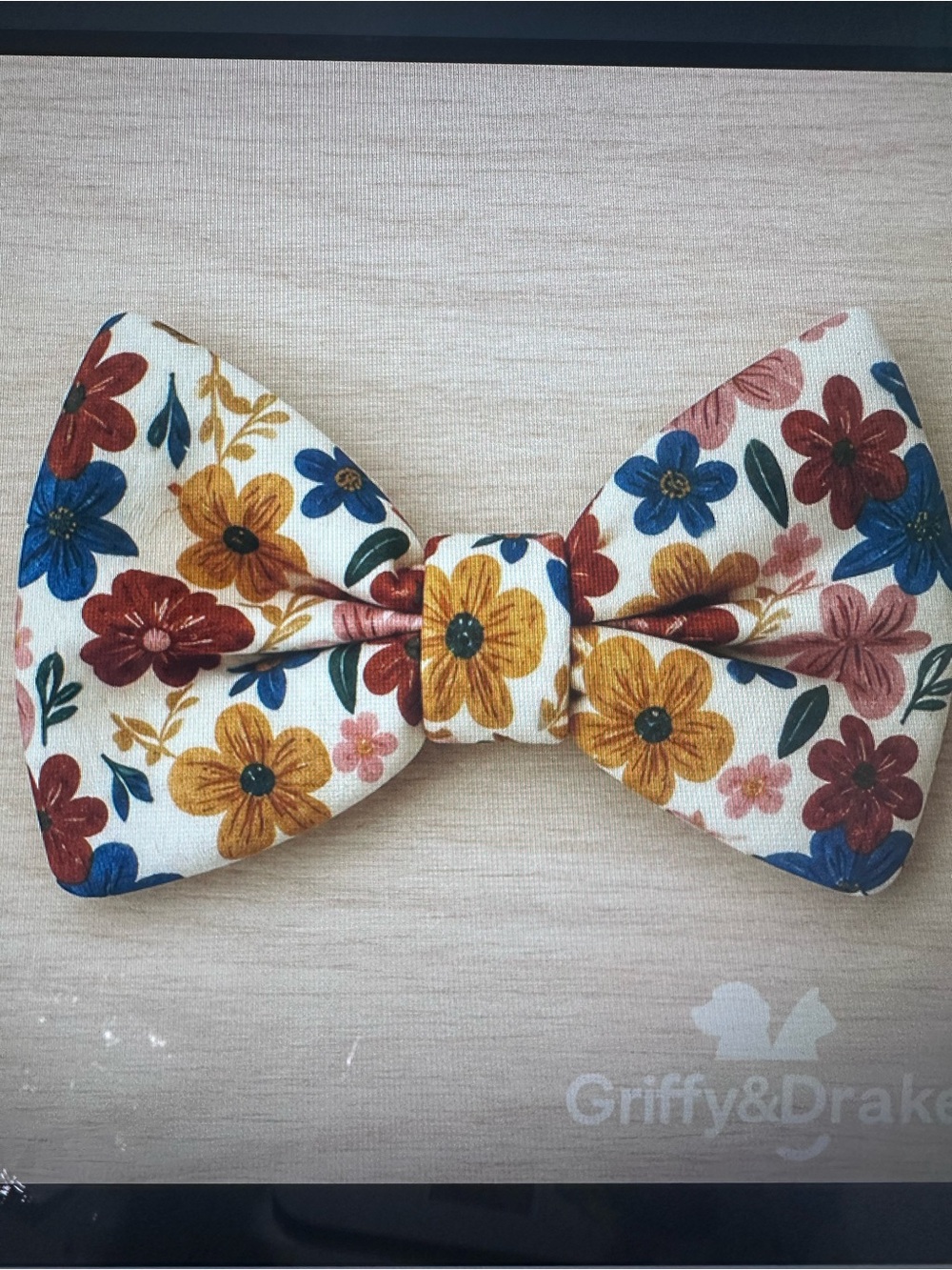 Pet Hair Accessory - Cream with Yellow, Blue & Rust Flowers perfect for fall